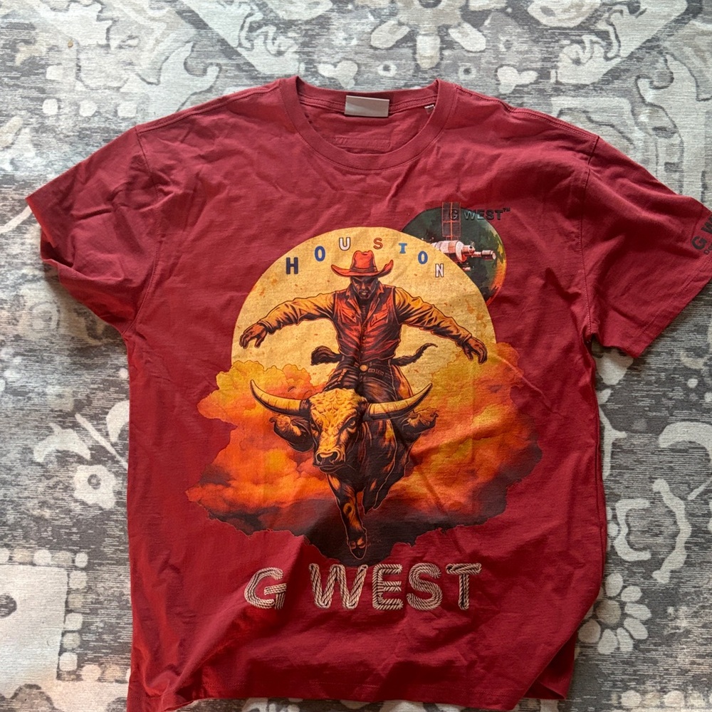 Red Graphic T-Shirt with Cowboy Design NWOT